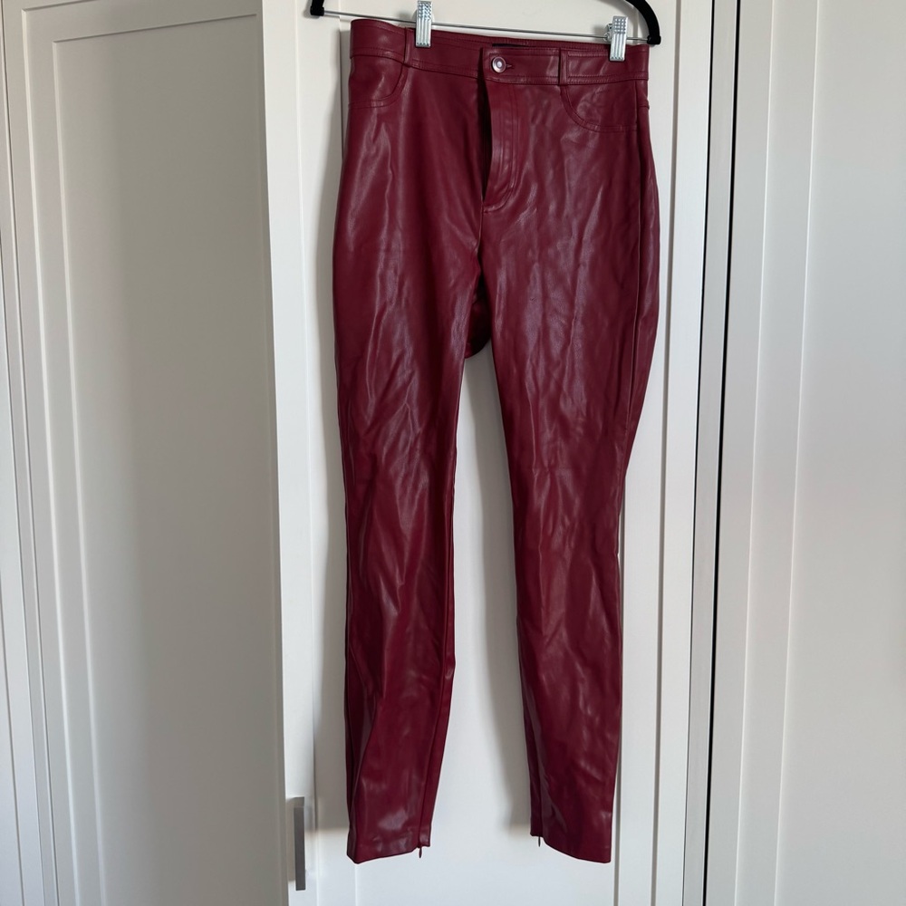 Zara Women’s Burgundy Faux Leather Pants – Size M